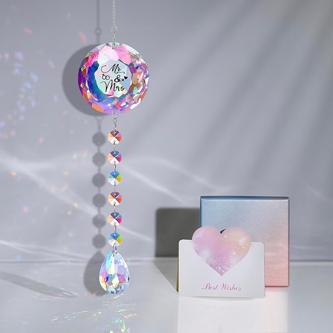 Christmas Anniversary Wedding Gifts for Women Couple Wife Girlfriend, Bridal Shower Gifts, Suncatcher for Home Office Bedroom Living Room, Sun Catcher, Mr and Mrs Christmas Birthday Gift (Mr&Mrs)
