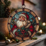 Santa Giving Presents Acrylic Suncatcher Stained Glass Effect Window Car Hanging Christmas Ornament Indoor Outdoor Decor Garden Sun Catcher Panel for Women Mom Grandma