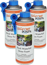 Half Off Ponds Black Waterfall Foam Sealant Spray – 3 Pack Expanding Pond Foam for Koi Ponds, Water Features & Rock Gaps – Foam Filler for Waterfalls – 16oz Straw Can, Waterproof Polyurethane