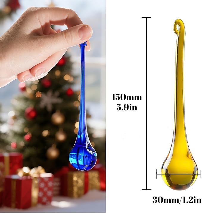 H&D 6pcs 5.9inch Mix Color Large Crystal Raindrop Chandelier Prisms Hanging Drops Pendants DIY Parts