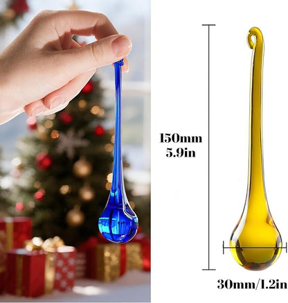 H&D 6pcs 5.9inch Mix Color Large Crystal Raindrop Chandelier Prisms Hanging Drops Pendants DIY Parts
