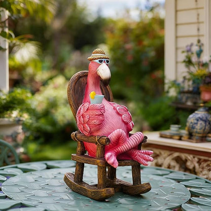 Goodeco Solar Flamingo Statue Outdoor - Perfect Relaxing Fairy Garden Gifts, Great as Birthday or Mom Gifts - 8.1 inches Tall, Pink