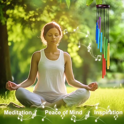HOMEXUP Outdoor Colorful Wind Chimes for Outside with 12 Aluminum Tubes for Garden Patio Balcony and Home Decor（Color）