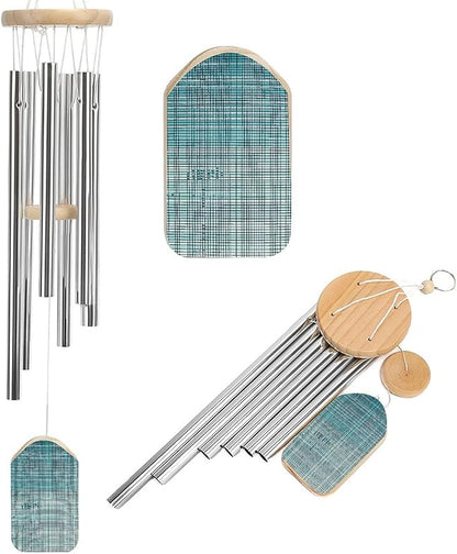 Wind Chimes for Outside,Simple Grid Style Printed Cute Aluminium Windchimes Outdoors,Soothing Melodic Memorial Wind Chime for House Porch Patio Garden Balcony Decor