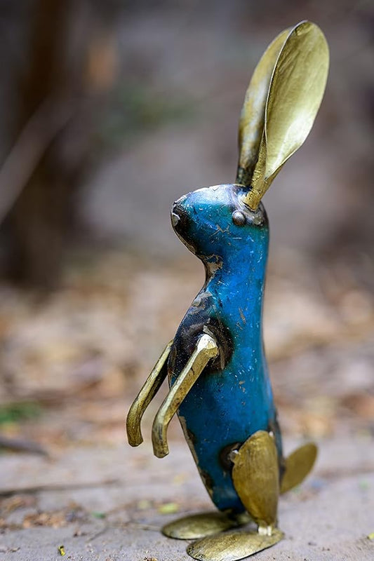 De Kulture Handcrafted Recycled Iron Gold Bunny Sitting Decorative Collectible Figurine showpiece Holiday décor Ideal for Garden Decoration, 4x1.9x8.8 (LWH) inches