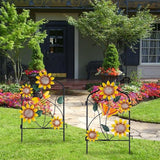 hogardeck Garden Decor for Outside, Set of 2 Metal Fence Decorative Garden Stakes with Flowers for Sunflower Decor, Yard Signs for Outdoor Patio Lawn Backyard Porch