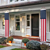 2Pack 65Inch Patriotic American Flags Door Bunting Banner Memorial Day Decoration Hanging Outside Porch Bunting Red White Blue Banner Outdoor Décor 4th of July USA Decor Pulldown for Veterans Labor Presidents Flag Election Day