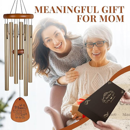 Mom Gifts for Christmas - Golden WindChimes for Outside,Birthday Gifts for momr for Gardens/Lawns/Entryways, Thoughtful Keepsake Gift for Special Occasions
