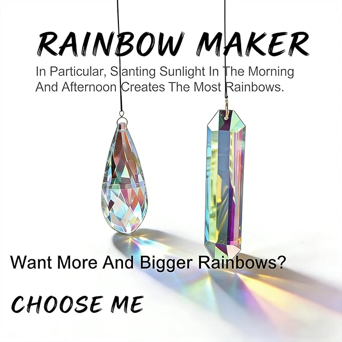 2PCS 5 Inch Large Suncatcher Crystal Prisms - Glass Hanging Sun Catcher Rainbow Maker, Indoor Window Sun Catchers for Room/Garden Fantasy Aesthetic Home Crystal Decor