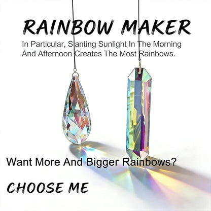 2PCS 5 Inch Large Suncatcher Crystal Prisms - Glass Hanging Sun Catcher Rainbow Maker, Indoor Window Sun Catchers for Room/Garden Fantasy Aesthetic Home Crystal Decor