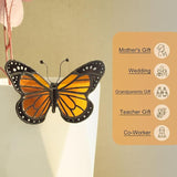 Lolitarcrafts Stained Glass Butterfly Suncatcher-Monarch or Luna Moth Design for Indoor and Outdoor Plant Decoration,Colorful Glass Plant Pot Ornament, Plant Lovers Gifts (Orange Monarch)