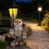 Solar Garden Owl Statue Lights,Large Owl Figure with Solar Lights Lantern,for Outdoor Landscapes, Courtyards, Paths,Outside Patio Lawn Sculpture Decorated，Gifts for Women, Owl Lover
