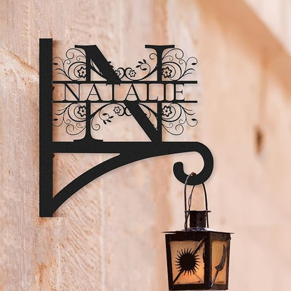 Custom Family Name Hanging Bracket Indoor and Outdoor | Personalized Initials Flower Hangers Gifts for Mother | Customizable 10 Inch Metal Plant Hanger | Plant Hook for Bird Feeder Wind Chime
