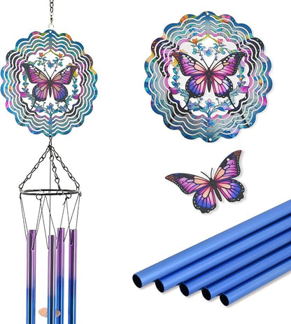 Butterfly Wind Chimes for Outside, Butterflies Birthday Gifts for Women Mom Men Wife Grandma, Sympathy Memorial Festival Gifts Metal windchimes, Garden Decor for Outside, Patio, Yard, Home, Porch