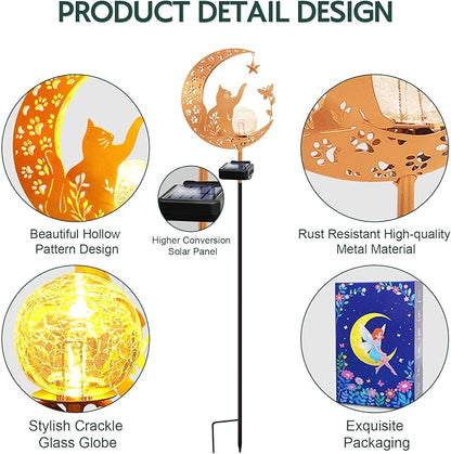 ZNYCYE Solar Lights Outdoor Decorative Moon Cat Butterfly Solar Stake Lights Birthday Mothers Day Gifts for Mom Women Grandma, Garden Decor Waterproof for Walkway, Yard, Lawn, Patio (Warm White)