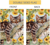 BLKWHT Summer Cat Garden Flag 12x18 Inches Double Sided for Outside, Sunflower Burlap Small Seasonal Yard Flag for Outdoor Decor BW640