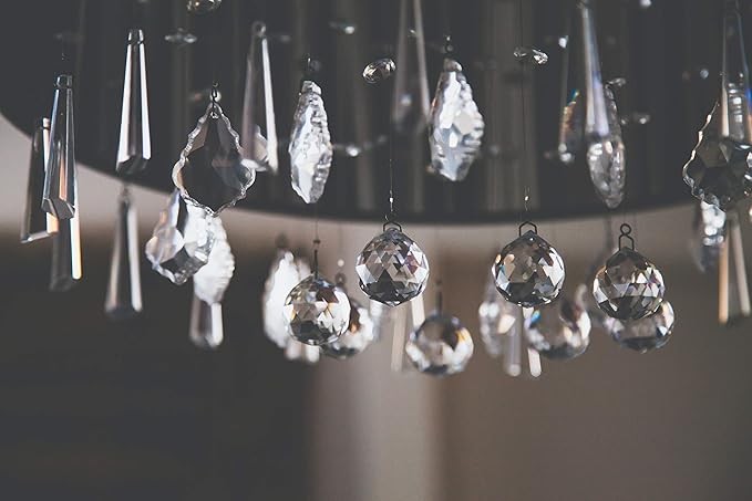 H&D 11pcs Clear Crystal Chandelier Lamp Lighting Drops Pendants Balls Prisms Hanging Glass Prisms Parts Suncatcher Home/House Decor