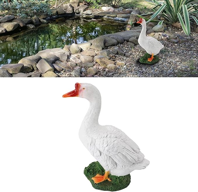 Garden Statues Goose Figurine Farm Animal Sculpture Lifelike Outdoor Statue for Pond Garden Decor Unique Design with Vibrant Colors Yard Ornaments Decor
