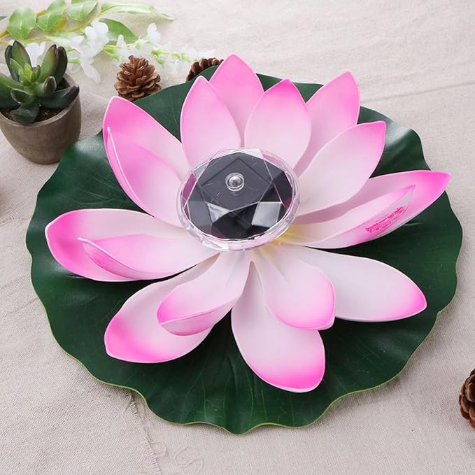 BESTonZON 2pcs Solar Floating Lotus Pond Lights, Outdoor Landscape LED Water Garden Decor with Color-Changing Gradient, Solar-Powered Waterproof Pool Lamps for Garden Pond