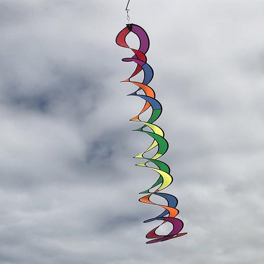 In the Breeze 5045 Rainbow Curlie Duet Mesmerizing Double Twister Hanging Outdoor Decoration, Medium