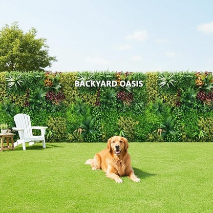 Artificial Grass Wall Backdrop Panels, 40"x40" UV-Anti Greenery Backdrop Wall, Faux Boxwood Panels for Patio, Garden, Backyard Indoor Outdoor Green Wall Decor & Privacy Fence Covering
