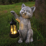 Cat Garden Outdoor Statues: Outside Decor with Lanterns for Yard Art Lawn Ornaments Porch Patio Balcony Home House - Birthday Gifts for Grandma Mom Women (cat2)