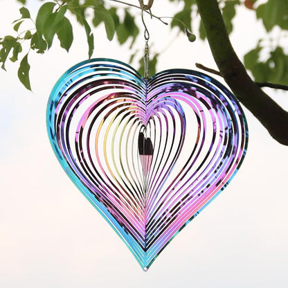 Phuryllic Wind Spinners Outdoor, Garden Decor, Bird Deterrents for Outside, 3D Metal Yard Decorations for Patio & Backyard, Unique Gardening Gifts for Women & Moms - 10in Purple Heart