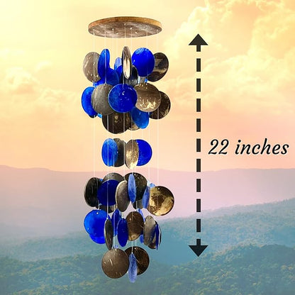 Bellaa Wind Chimes for Outside Capiz Sea Glass Shells 27 inch Outdoor Windchimes Home Garden Patio Yard Lawn Unique Gifts Mom Grandma Woman Sympathy Memorial Remembrance