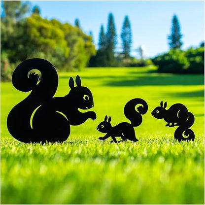 Squirrel Metal Garden Stakes Decorative Squirrel Gifts for Women/Men,Black Silhouette Statues for Yard Art,Outdoor Decor,Outside,Patio,Lawn Ornaments,Garden Decorations