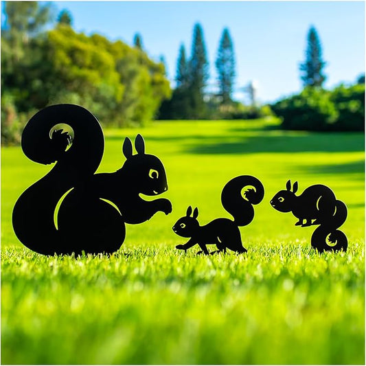 Squirrel Metal Garden Stakes Decorative Squirrel Gifts for Women/Men,Black Silhouette Statues for Yard Art,Outdoor Decor,Outside,Patio,Lawn Ornaments,Garden Decorations