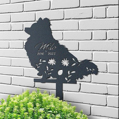 Personalized Pomeranian Dog Garden Stake,Metal Yard Art,Dog Memorial Gift,Pomeranian Lawn Art,Pet Loss Gift,Pet Grave Marker,Pomeranian Memorial,Gift for Dog Lovers,Sympathy Stake.