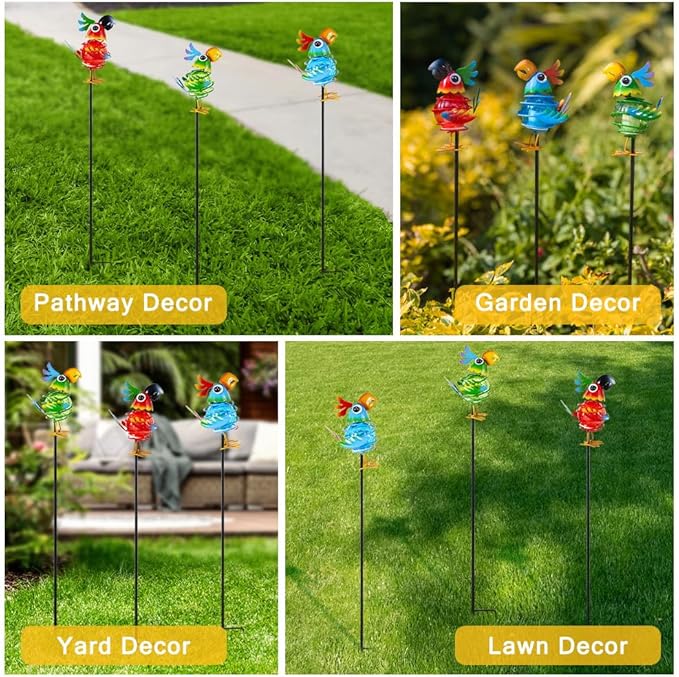 Solar Garden Stake Lights 3 Pack,Bird Figurine Decorative Lights with Solar Powered for Pathway Garden Lawn Patio Porch Yard Decoration