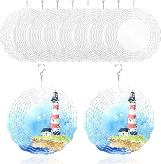 Weysat 6 Pack Sublimation Wind Spinner Blanks 3D Aluminum Wind Spinners Hanging Spinners DIY Crafts Ornaments for Indoor Outdoor Garden Yard Window Porch Front Door Decoration (10 Inch)