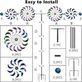 Wind Spinners Outdoor,64.2Inch 360°Rotating Crescent Windmill for Yard, Garden Wind Spinner with Blue Green Purple Gradient Blades, Weatherproof Metal Garden Decor