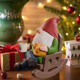 Drinking Coffee Garden Gnomes Statue Decoration, Rocking Chair Garden Gnomes Figurine Ornament for Indoor Outdoor Home Patio Yard Lawn Ourside