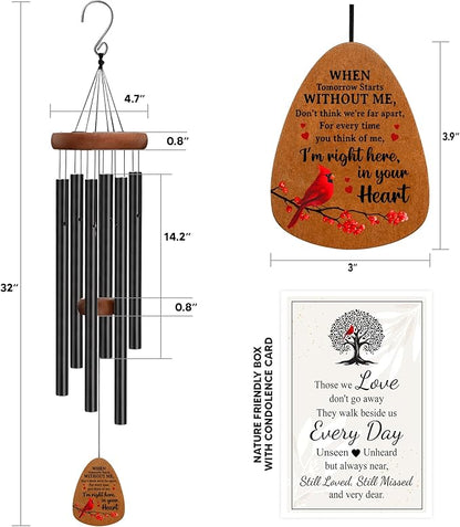 Cardinal Wind Chimes for Loss of Loved One, Sympathy Wind Chimes Home Decor Outdoor Garden, Gifts for Bereavement, Condolence, Funeral, Soothing Melodic Tones with Mute Option 32" - C4