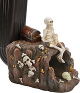 Skeleton and Treasure Statue Gutter Downspout Extensions, Rain Gutter Downspout Splash Block Extender Cover Garden Yard Sculpture Decorative, 3" × 4" Downspouts