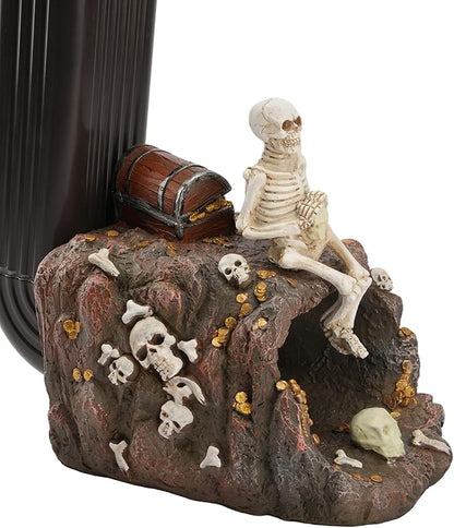 Skeleton and Treasure Statue Gutter Downspout Extensions, Rain Gutter Downspout Splash Block Extender Cover Garden Yard Sculpture Decorative, 3" × 4" Downspouts