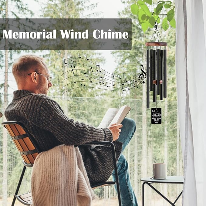 Personalized Custom Wind Chimes Memorial Engraved Gifts for Loss of Loved One Mother Dad Mom Dog Pet Customized Outdoor Sympathy Wind Chimes with Photo Text