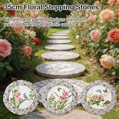 GZHERVICES Garden Stepping Stones for Landscaping Arrangements, Lawn Stepping Stones for Gardens, Outdoor Decorative Accents, Handcrafted Outdoor Lawn Pathway Ornaments(Multi-Colored-A)