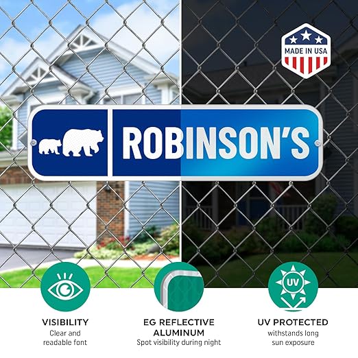 SmartSign Customize Your Own Blue Street Sign with Bear Symbol | 6" x 24" 3M EG Reflective Aluminum