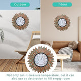 Sunflower Outdoor Thermometers, No Need Battery Indoor Themometer, 12" Metal Wall Thermometer with Large Number Easy to Read for Patio Room Decor