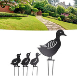 Haofy Duck Silhouettes Yard Art 4Pcs Metal Iron Stakes for Scare Birds Rabbits Squirrels, Farmhouse Pathway Lawn Decor, Bonsai Display Outdoor Garden