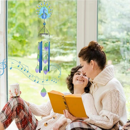 MUMTOP Wind Chimes for Outside-Glass Peacock Wind Chime - Deep Tone Windchimes Outdoors Unique for Patio,Garden,Yard,Home,Tree Decor