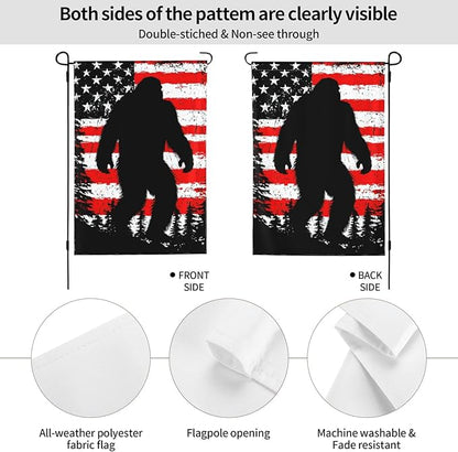 Bigfoot American Flag Garden Flags 12×18 Inch Double Sided Decorative Yard Banner for Outdoor Outside Decor