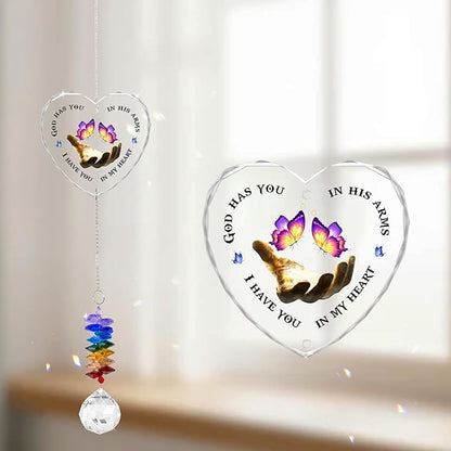 Glass Ornament Suncatcher - I Have You in My Heart - Sympathy Gift for Loss of Loved One - Grief Heaven Keepsake - Mother's Day for Mom Dad Sisters Brothers Grandparents