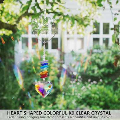 Crystal Suncatcher for Mom, Birthday Gifts from Daughter Son, Personalized Mother's Day Christmas Thanksgiving Present, Window Hanging Ornament for Home Garden Decor