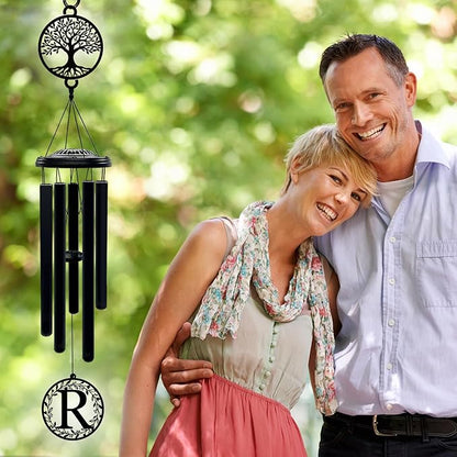 Personalized Metal Tree of Life Wind Chimes for Outside with Initial Letter, Custom Wind Chime for Garden, Memorial Gift, and Windchimes Outdoors, House Warming Anniversary Wedding Gifts