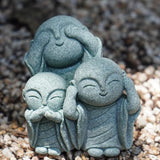 OwMell Japanese Jizo Monk Statue, Buddha Jizo Figurine Memorial Aquarium Statue Ornament - No Evil