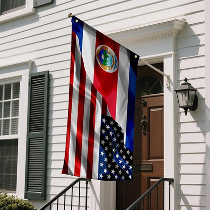 Costa Rica Costa Rican And Usa American Flag 3x5 Ft Double-Sided Printed Indoor/Outdoor Flag Polyester Fabric Decorative Banner With 2 Brass Grommets 3x5 Foot National Flags For Outside